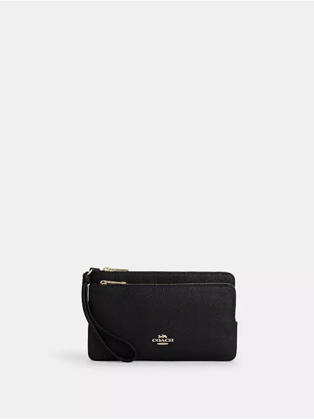 Coach double zip wallet in black pebble leather PREOWNED See Pics